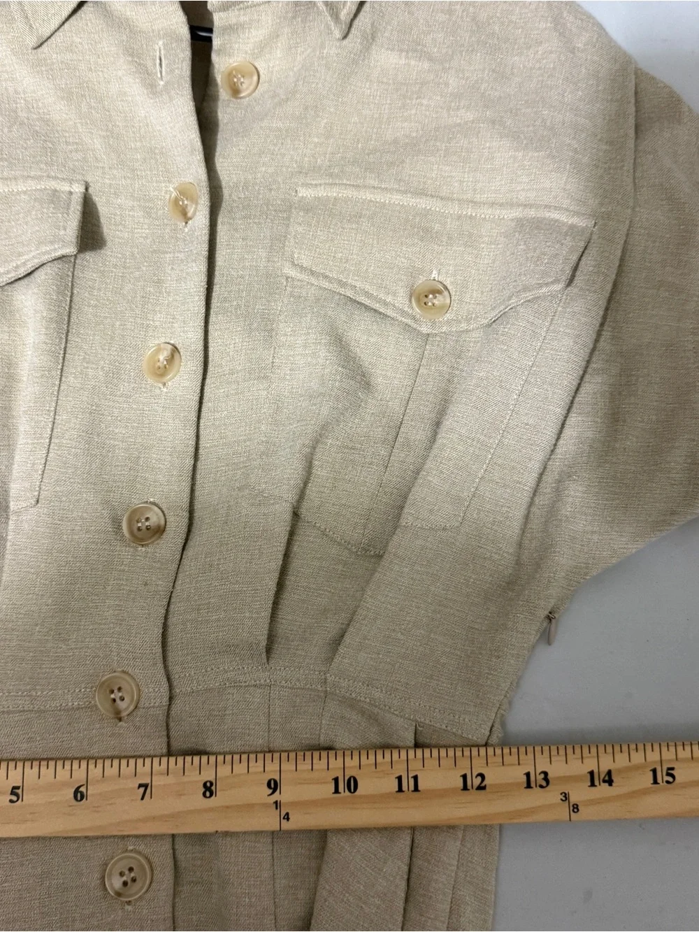 Nuuly x Ronny Kobo Long Sleeve Beige Brila Utility Jumpsuit 80s Quiet Luxury - Picture 12 of 13